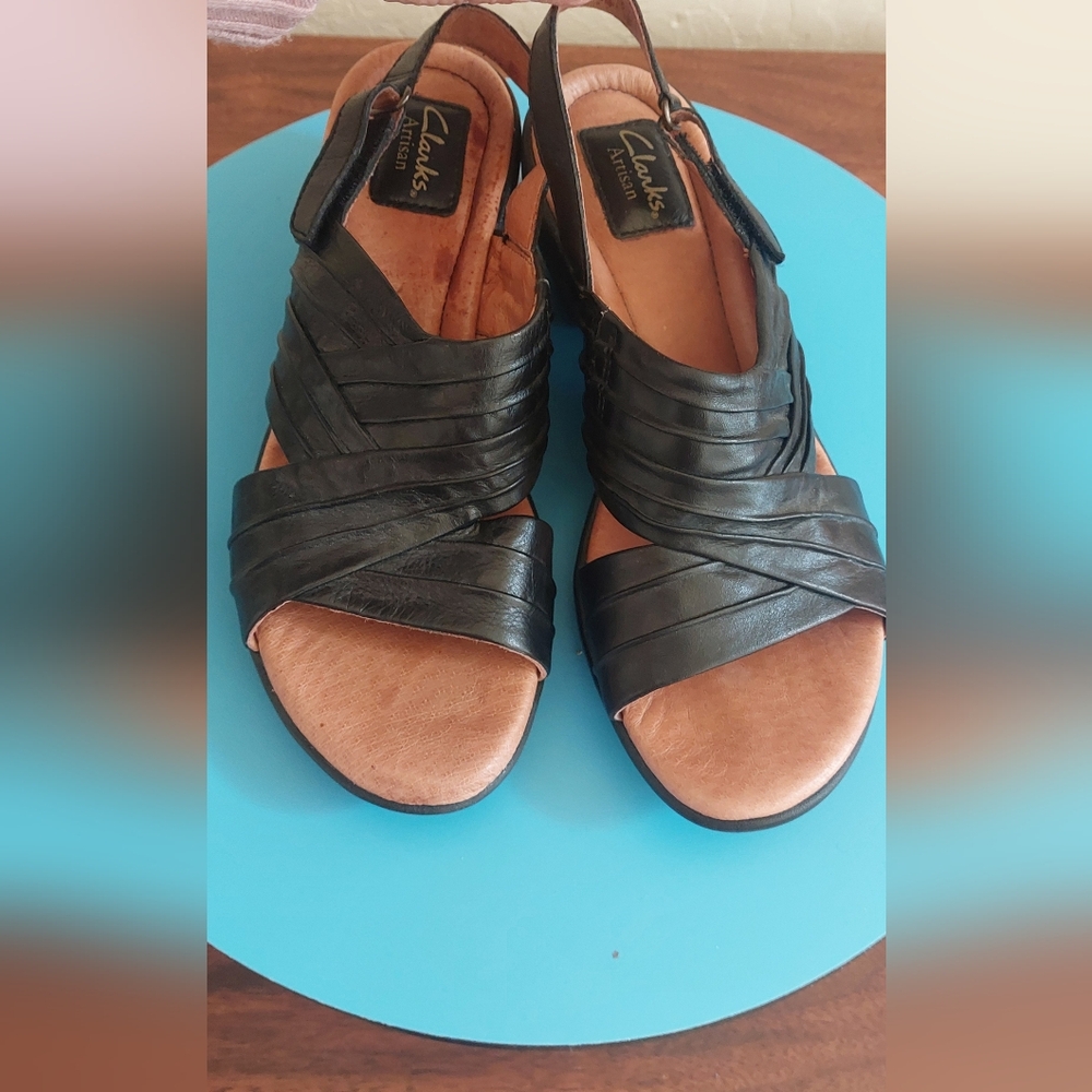 Clarks Artisan Black Leather Women's Sandals